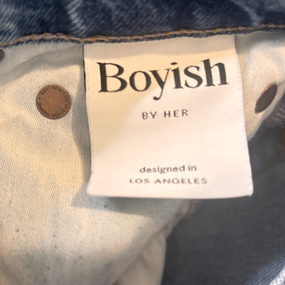 Boyish By HER The Billy High Rise Skinny Jeans 24 Medium Wash Blue Button Fly - Picture 9 of 10